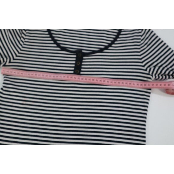 Jones New York Sport Black & White Striped Button‎ Henley Shirt Small - Picture 8 of 10